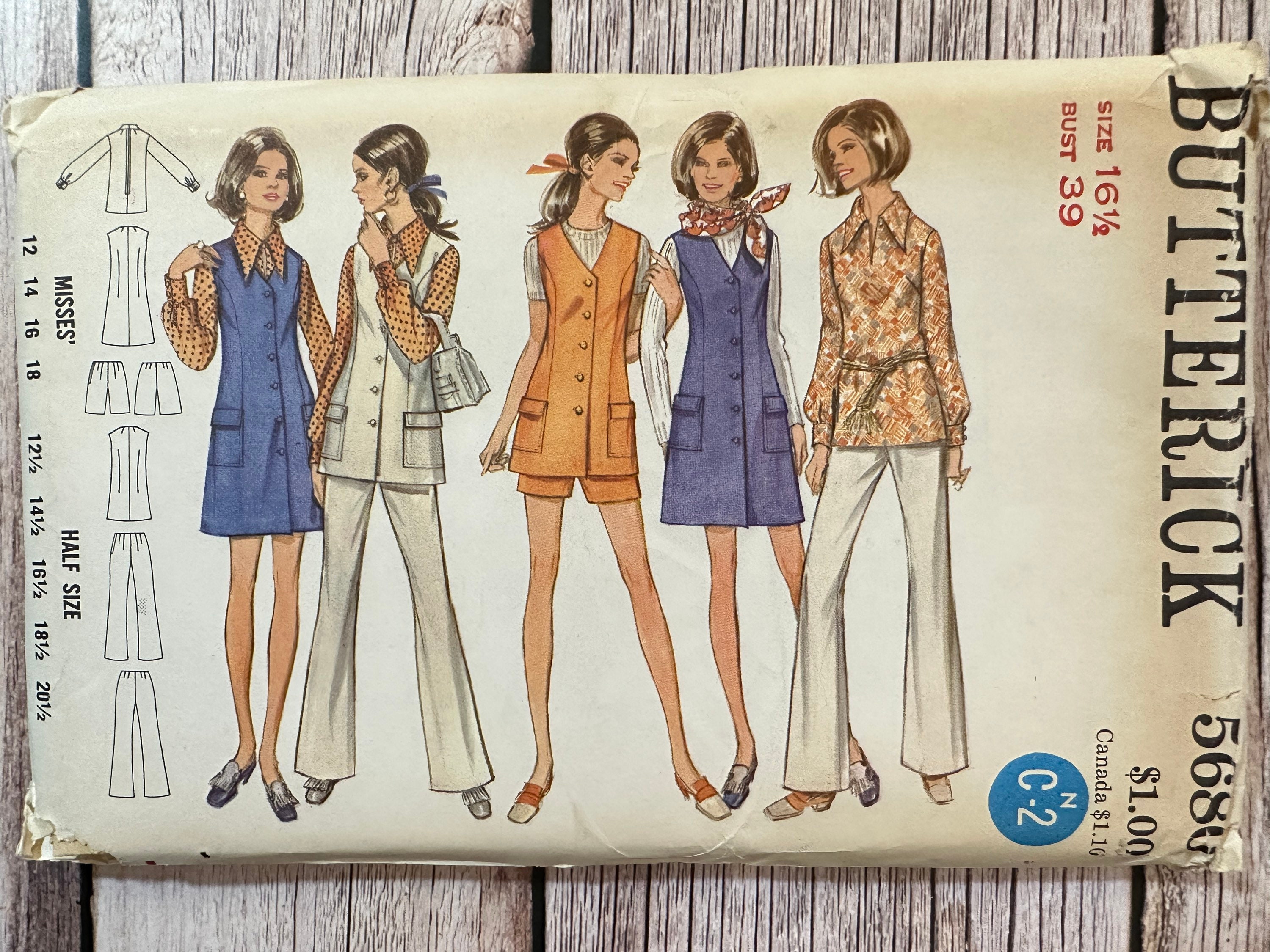 Vintage Butterick Sewing Pattern 5680: Misses' Jumper, Blouse