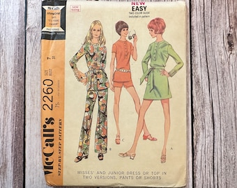 Vintage McCall's 2260 Sewing Pattern: Dress, Top, Pants, Shorts - Size 7, Uncut