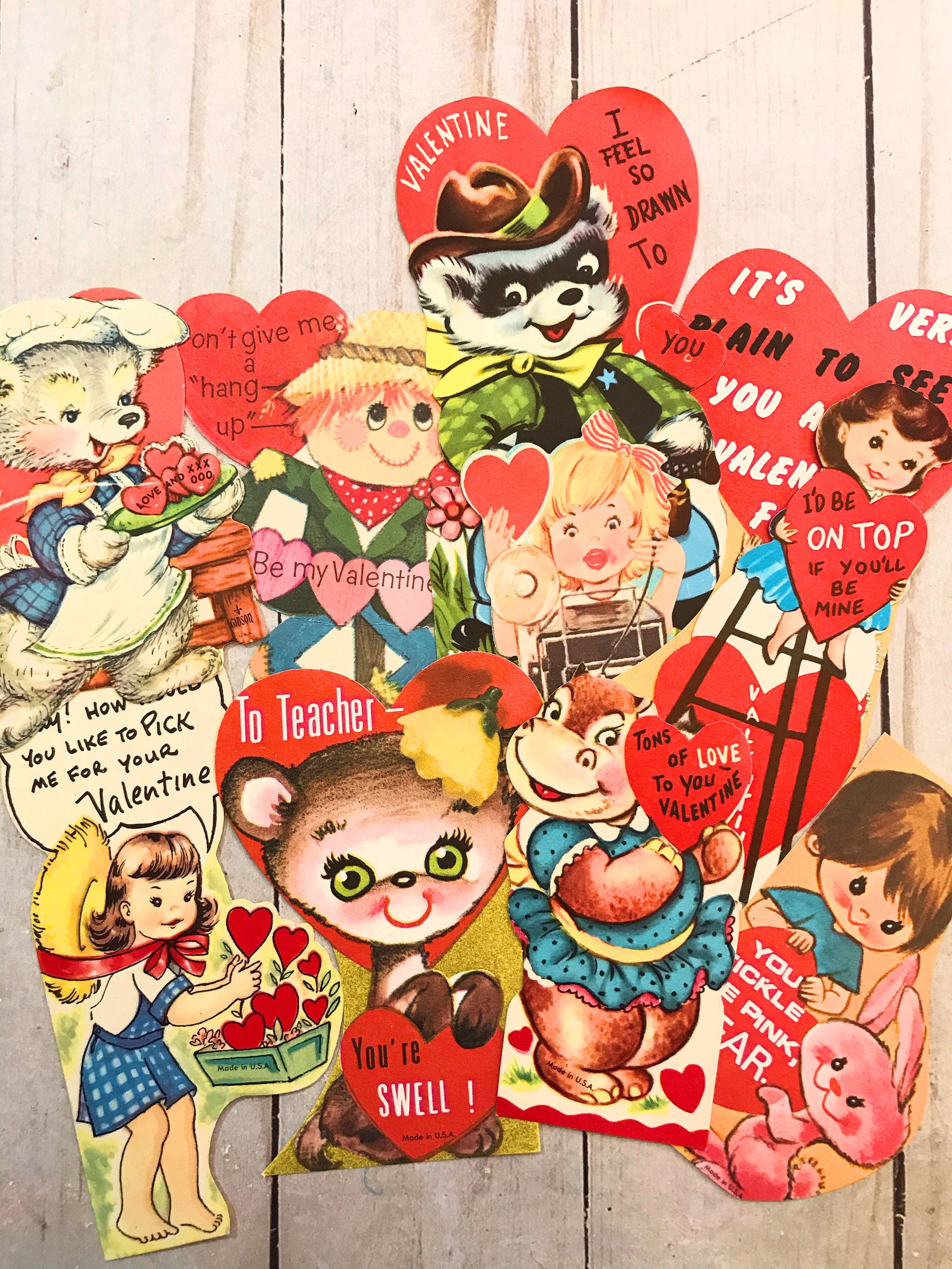 SWEET Vintage Valentines Day Card, Cute Little Girl, Colorful Vintage Die  Cut Valentine,Collectible Valentines