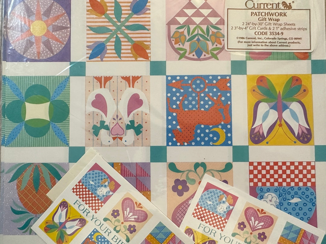 Vintage Current Patchwork Wrapping Paper. Current Gift Wrap. Etsy