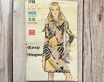 Vintage Vogue 7739-jurk naaipatroon, maat 14, ongesneden