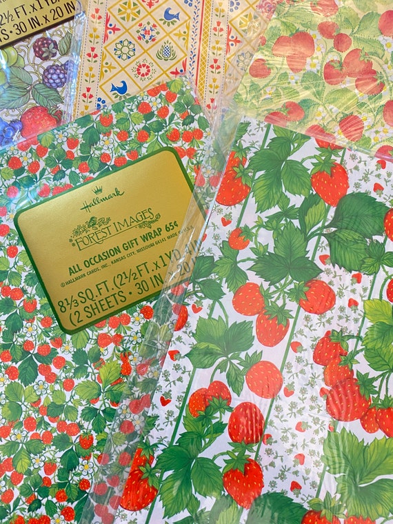 Vintage Hallmark Fruit Wrapping Paper: All Occasion Gift Wrap, 2 Sheets