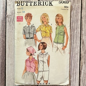 Butterick Sewing Pattern 5069. Vintage Blouse.