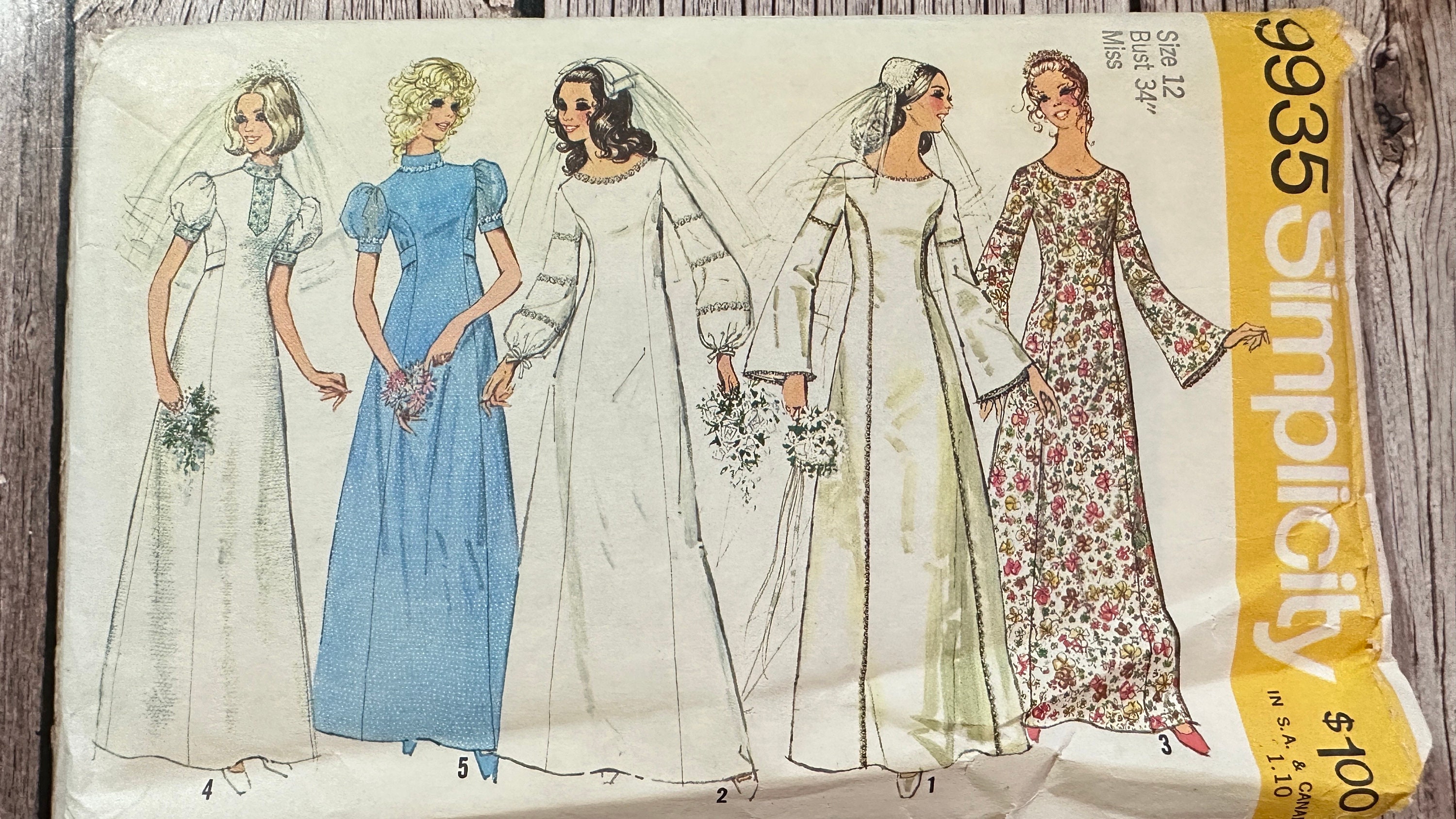 Simplicity Sewing Pattern 9935. Vintage Bride Or Bridesmaid Dress Pattern.