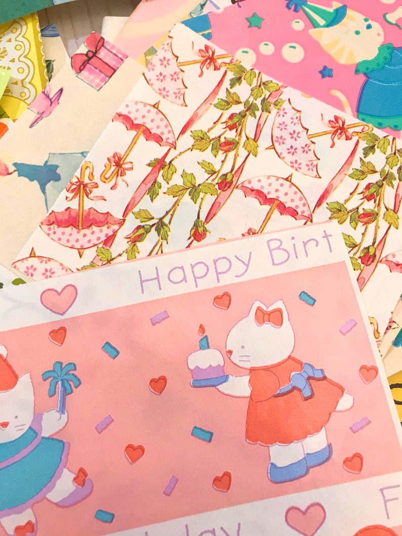 Wrapping Paper Vintage Wrapping Paper Scraps Gift Wrap.