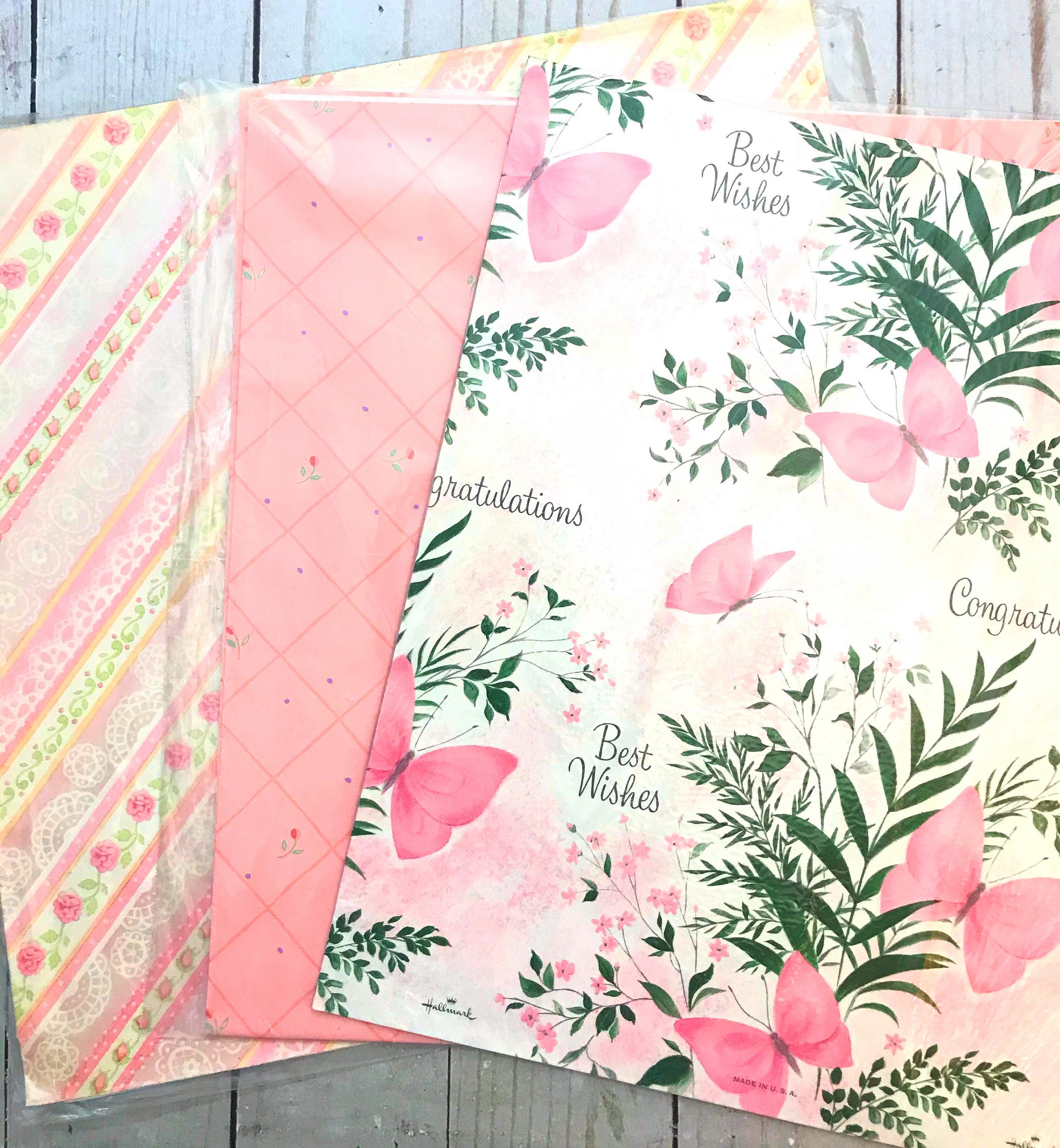 Vintage Red Flower Wrapping Paper, 2 Sheets All Occasion Gift Wrap Preowned