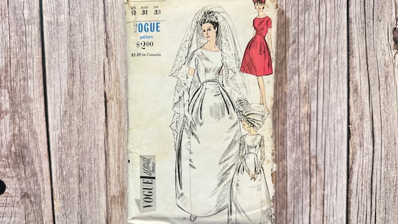 vogue bridesmaid dress patterns 1961 Vintage VOGUE Sewing Pattern B36" WEDDING & BRIDESMAID'S DRESS (1019)