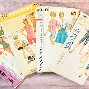Vintage Sewing Pattern. Summer Outfits. Halter Top.  Swimsuit and Top.  Blouse, Skirt And Pants.