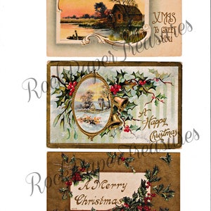 Cartões-postais de Natal antigos. Início dos anos 1900. Download digital. Para impressão. Cartões de diário de sucata.