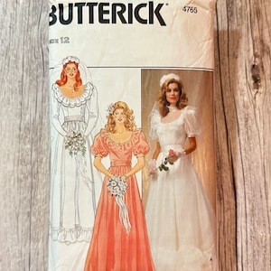 Butterick Sewing Pattern 4765. Vintage Bridal Gown Pattern. Wedding Dress.