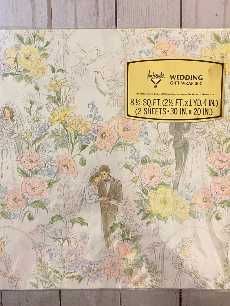 Vintage bruiloft inpakpapier, bruiloft douche cadeauverpakking, NOS Ambassador (floral)