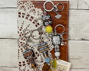 Beaded Keychain: Handmade Silicone Acrylic Bead Charm