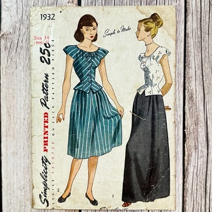 Simplicity Pattern 1932. Vintage Daytime And Evening Dress Sewing Pattern.