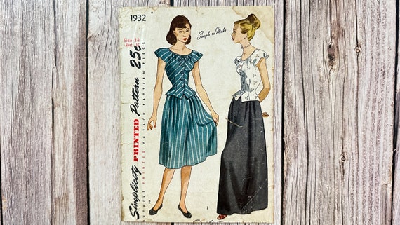 Simplicity Pattern 1932. Vintage Daytime and Evening Dress Sewing Pattern. - Etsy Simplicity Pattern 1932. Vintage Daytime and Evening Dress Sewing Pattern. - Etsy