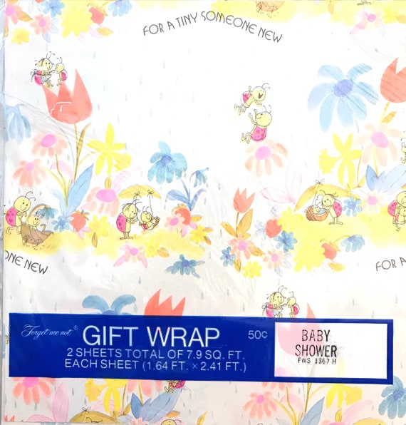 Vintage Ambassador Gift Wrap Bridal Shower Wrapping Paper NEW Yellow  Flowers