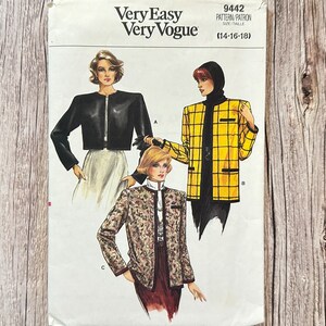 Vogue Sewing Pattern 9442. Vintage Jacket. Uncut Pattern.