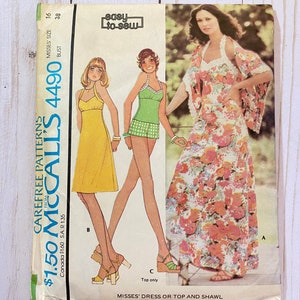 McCall’s Sewing Pattern 4490 - Vintage Dress Or Top And Shawl