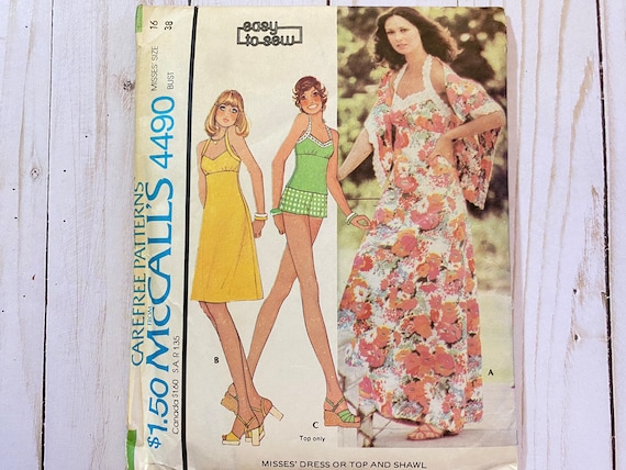 McCall’s Sewing Pattern 4490. Vintage Sewing Pattern. Dress Pattern. Shawl.