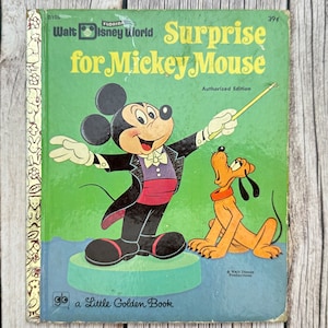 Walt Disneys Überraschung für Micky Maus, ein kleines goldenes Buch. Vintage Kinderbuch.