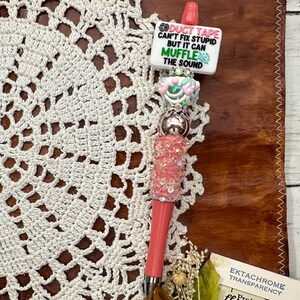 Sassy Beaded Ink Pen - Acrylic Beads Silicone Focal - Beadable Handmade Pens Gift for Her
