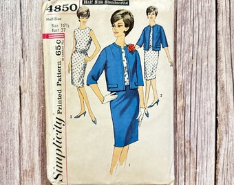 Patrón de costura Simplicity 4850. Blusa, falda y chaqueta vintage.