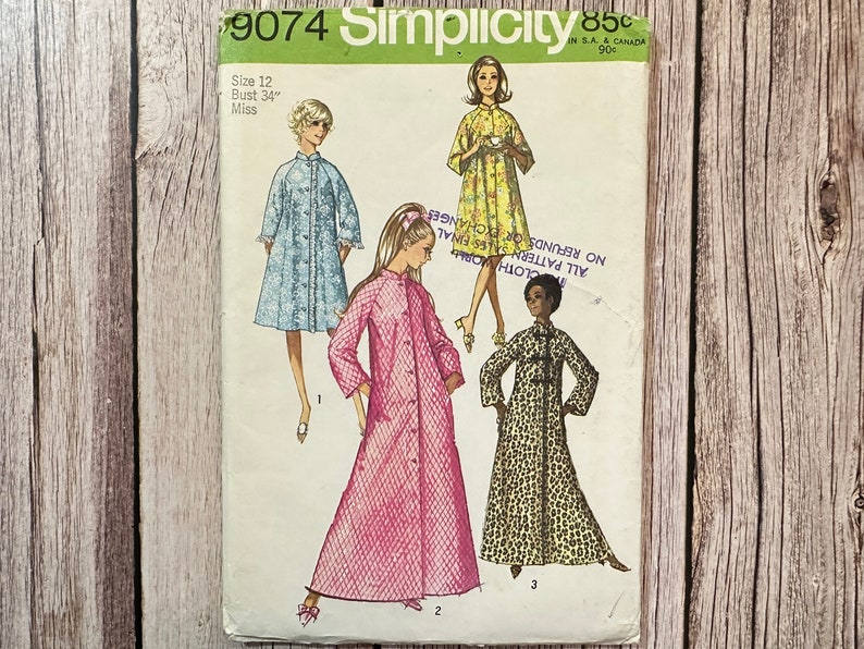 Simplicity Robe Pattern Simplicity Sewing Pattern 9074. Vintage Robe Pattern. - Etsy