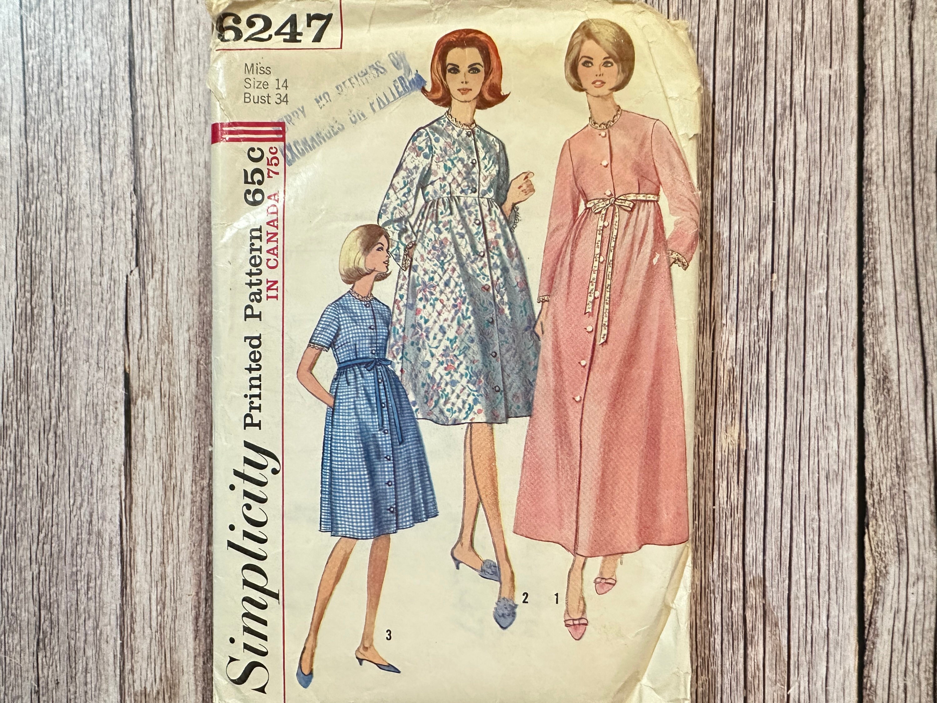 Simplicity Sewing Pattern 6247. Vintage Robe Pattern. - Etsy
