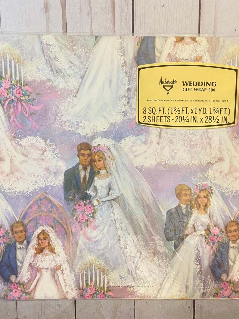 Vintage bruiloft inpakpapier, bruiloft douche cadeauverpakking, NOS Ambassador (purple)