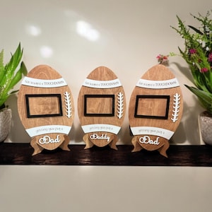 Personalized Football Photo Frame: Engraved Wood Gift