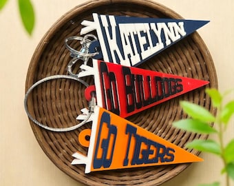 Custom Acrylic Pennant Flag Keychain: Personalized School Bag Tag