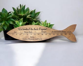 Personalized Wooden Fish Ruler: Father's Day Fishing Gift
