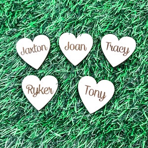 Family Tree Hearts: Engraved Wood Name Charms