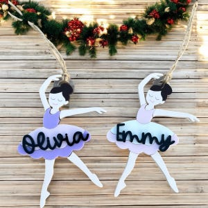 Personalized Ballerina Ornament: Custom Dancer Name Tag, Acrylic Keepsake