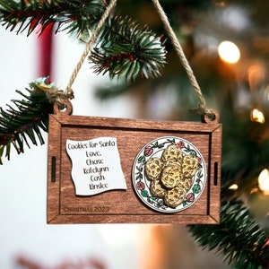 Santa Cookies Ornament, Custom Family Ornament, Personalized Family Ornament, Note to Santa, Christmas Tree Decor, Hand-painted Ornament