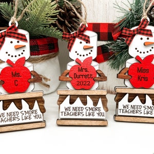 S'more Teacher Ornament, Personalized Teacher Ornament, Teacher Appreciation, Custom Christmas Teacher Gift, Apple Gift, Teacher Ornament