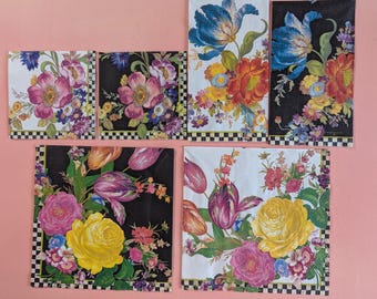 Mackenzie-Childs Flower Market Paper Napkins: Courtly Check, Set of 6