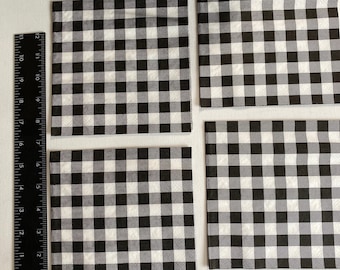 Set of 4 individual Black and White Buffalo CHECK LNCH Decoupage Napkins for Crafting Project, Entertaining