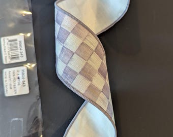 Ruban à carreaux en argent sterling Mackenzie Childs - Bordure métallique de 2 po., vendu au mètre