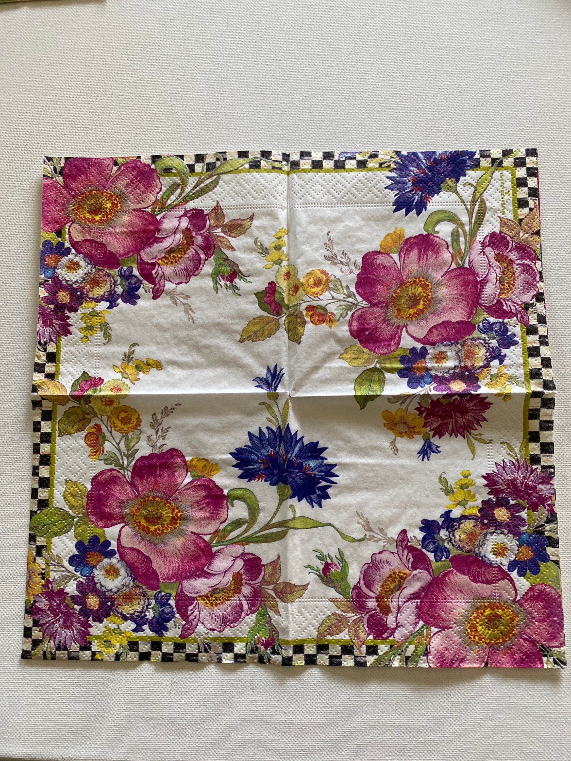 mackenzie-childs Courtlyチェック紙ナプキンゴールド???カクテル( 20?per pack ) : MACKENZIE-CHILDS Ceramic Cocktail-Napkin Holder