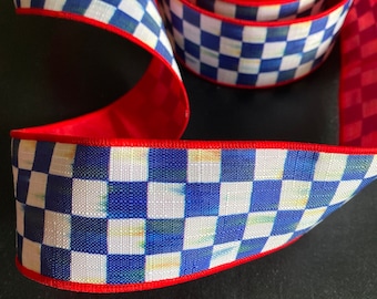 Mackenzie Childs Royal Check Wired Ribbon - 2" Wide, Sold by the Yard