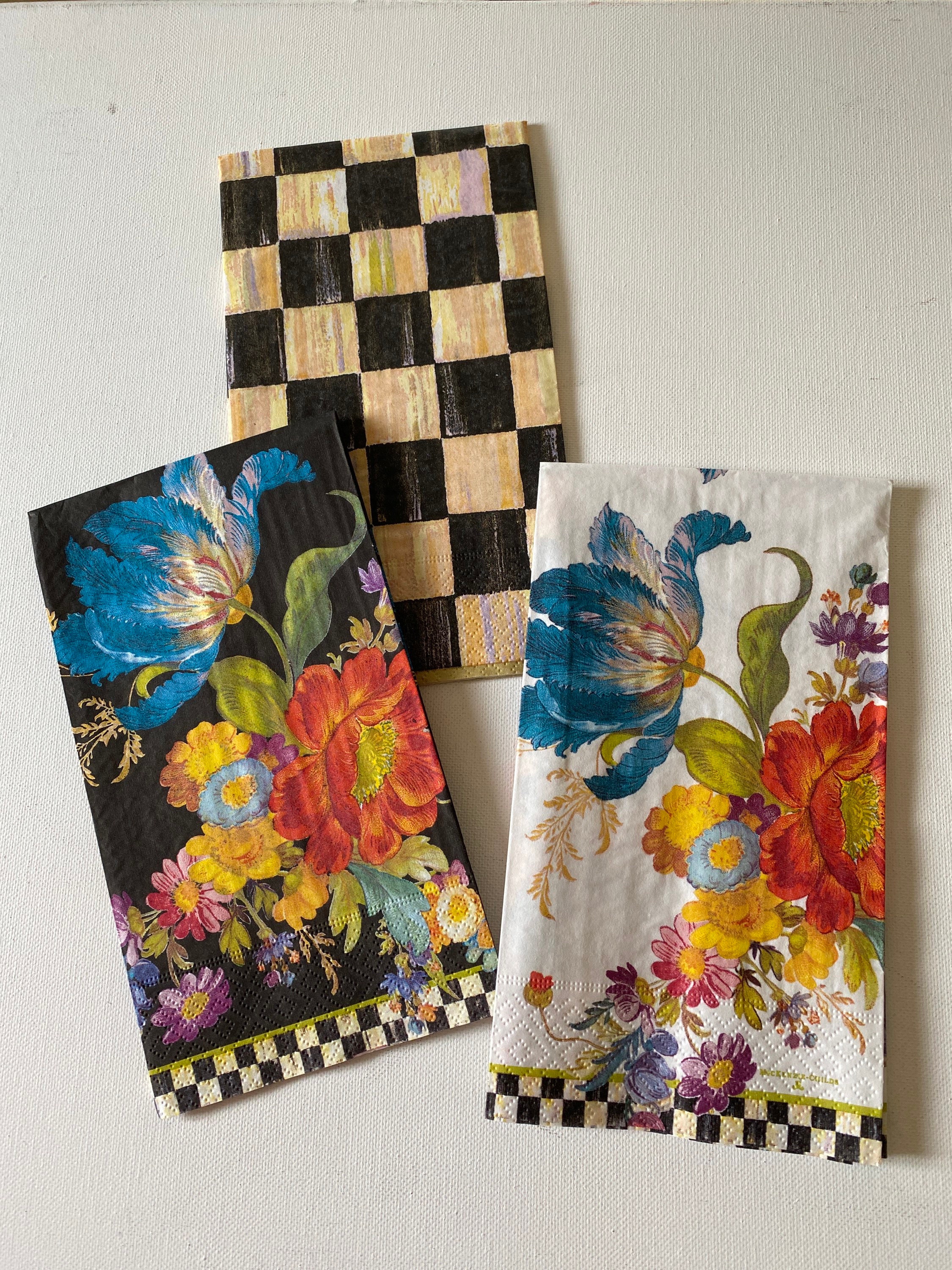 Set of 3 Individual Mackenzie Childs Paper Napkins / Guest Etsy