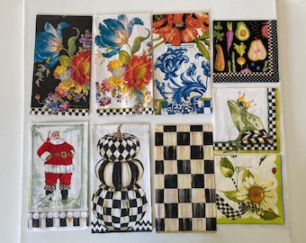 Mackenzie Childs 9 serviettes en papier individuelles pour découpage, travaux manuels et réceptions, saisons assorties
