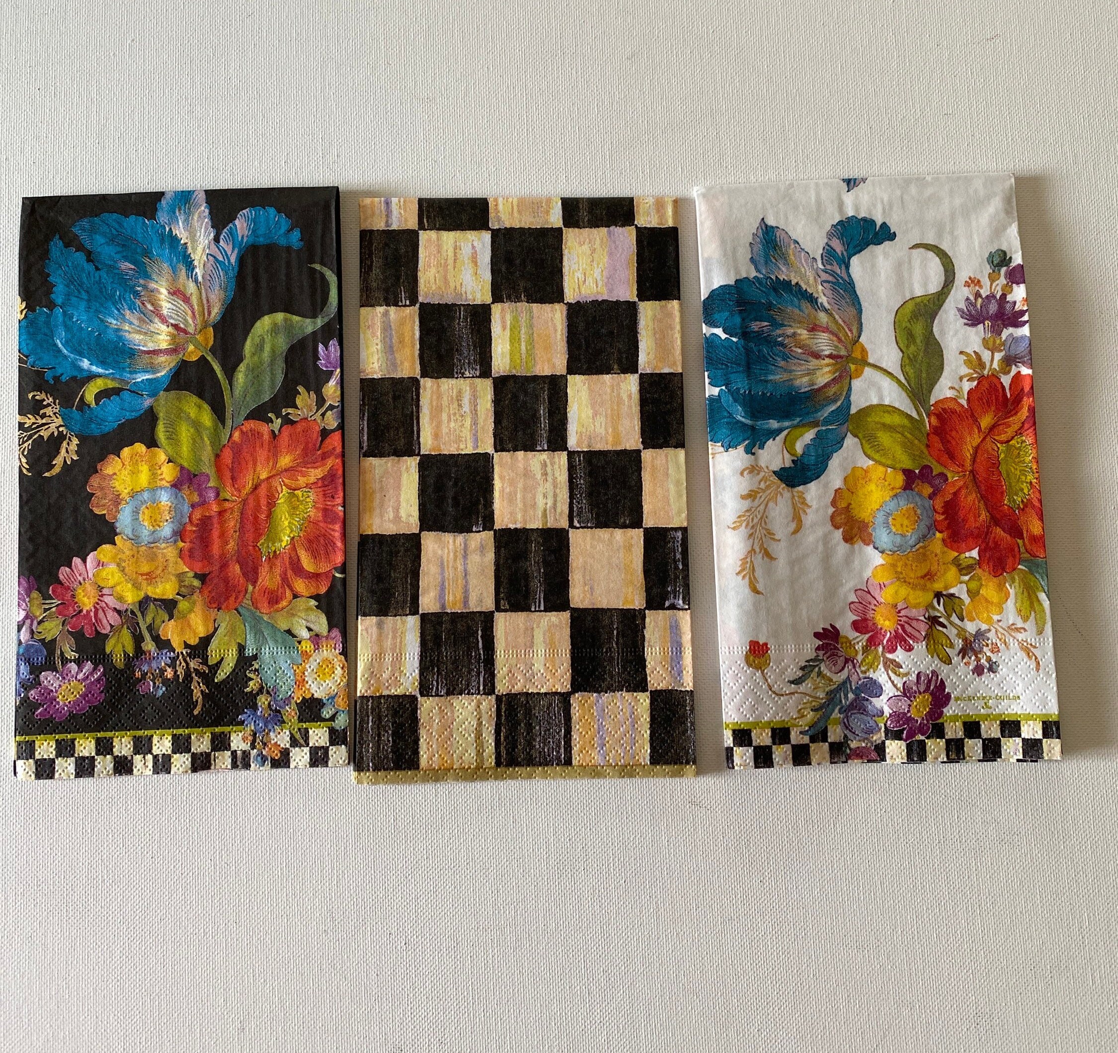 Set of 3 Individual Mackenzie Childs Paper Napkins / Guest Etsy
