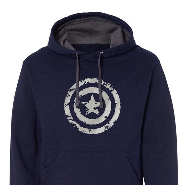 Captain America Hoodie, silver, shield, unisex, American super hero, Comic Book, Geek ,Gift, Comic Nerd, Marvel, inspired, original