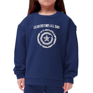 Youth Captain America Sweatshirt, silver, shield, unisex, American super hero, Comic Book, Gift, Comic Nerd, Marvel, boy, girl, navy