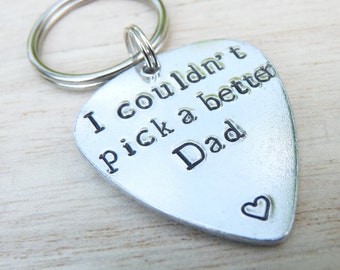 FATHERS GUITAR PICK Keyring Plectrum For Dad Daddy Father’s Day Gift From Daughter Son Music Lover Guitar Player Personalised For Him