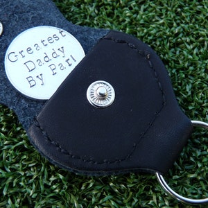 GOLF BALL MARKER Father&#39;s Day Birthday Gift For Daddy Dad Father Free Keyring Pouch &#39;Greatest Daddy by Par&#39; For Him Men Golfer