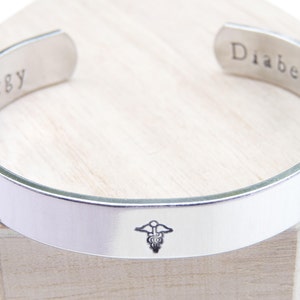 MEDICAL ALERT BRACELET Custom Ladies Cuff Bangle Illness Diabetic Nut Allergy Epilepsy Add Emergency Contact Inside For Women&#39;s Jewellery