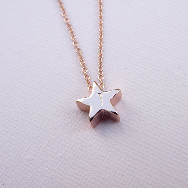 ROSE GOLD Star Initial Necklace Jewellery Gift For Christmas Daughter Granddaughter Niece Silver Gold Dipped Personalised Birthday Gift