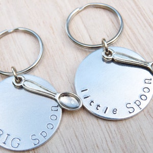 LÖFFELN SCHLÜSSELANHÄNGER SET Paare Geschenk Zum Valentinstag Geschenk Für Sie / Ihn, Junge / Freundin Frau Ehemann Big Little Löffel Jahrestag Spaß Einzigartige